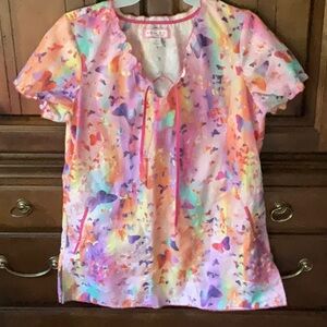 Koi Multicolor Butterfly Print Top